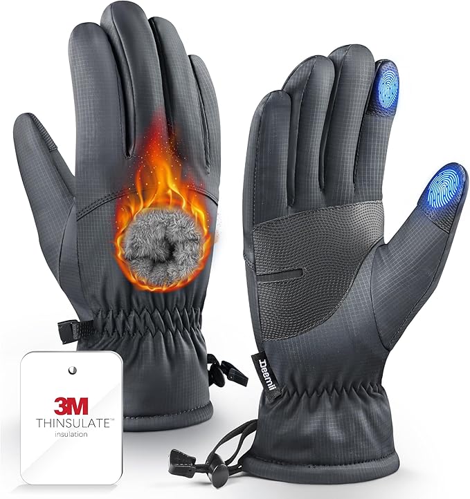 Deemii Winter Gloves Men Women Made with 3M Insulation&Plush Lining -15℉ Windproof&Water-Resisitant Glove with Touchscreen...