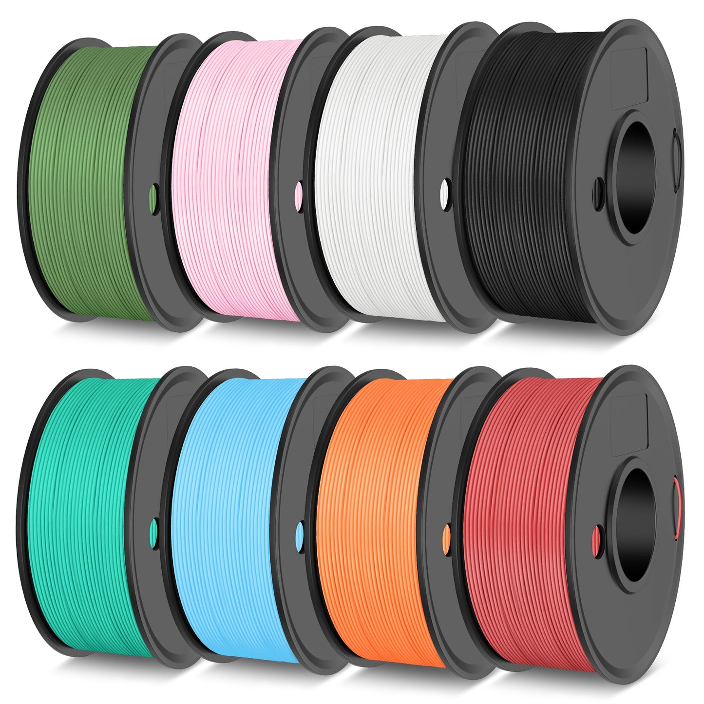 TECBEARS High Speed PLA 3D Printer Filament Bundle, Matte PLA Filament 1.75mm for High Speed 50-600mm/s, 8 Pack,250g Spool, Blac