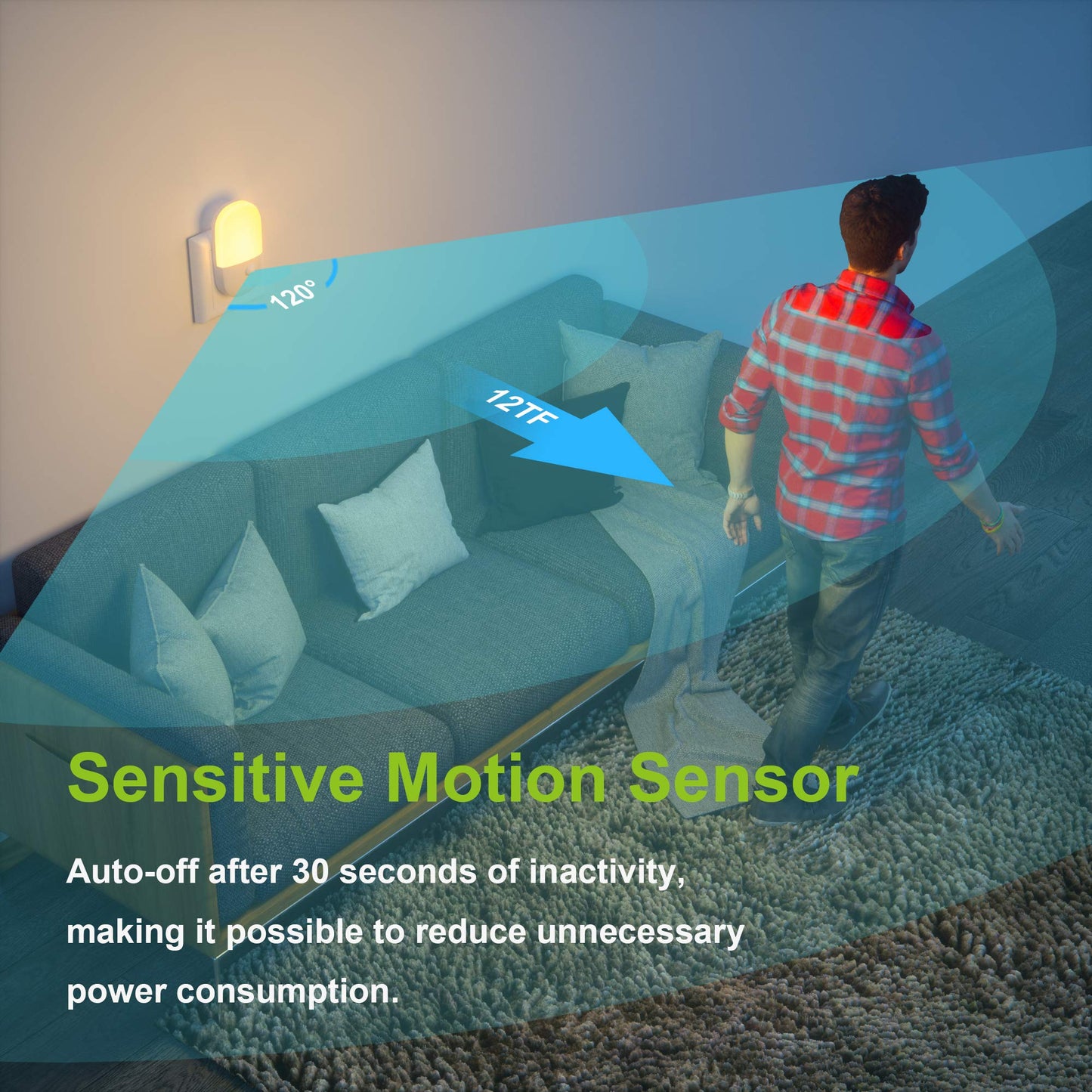 MAZ-TEK Plug-in Motion Sensor Night Light, Dimmable LED, Adjustable Brightness, 2 Pack, White, Model MZ303-M-2