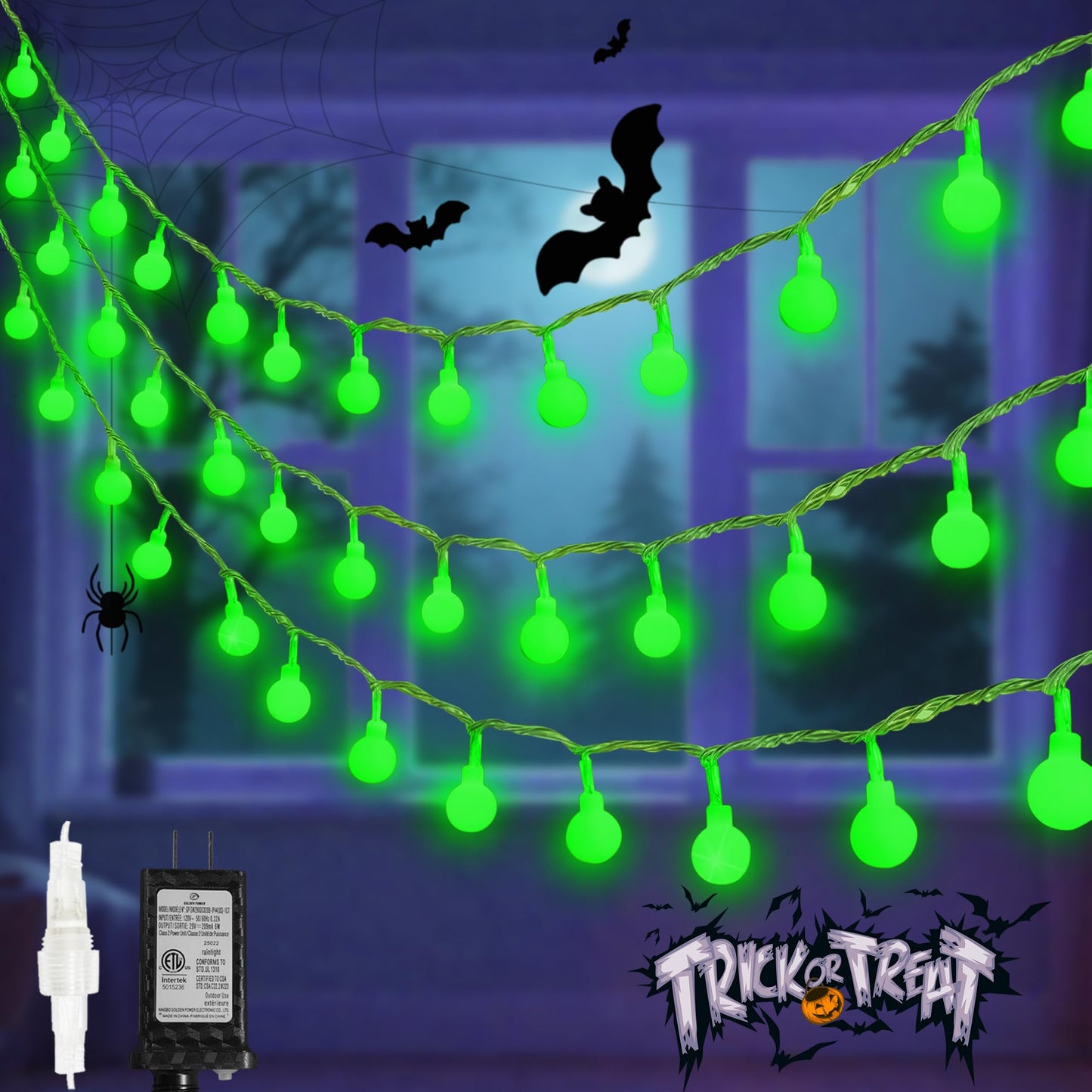 LORRYTE Connectable Green Christmas Lights - 100 LED Globe String Lights, 43FT, Waterproof, 13 Modes, Indoor/Outdoor Decor
