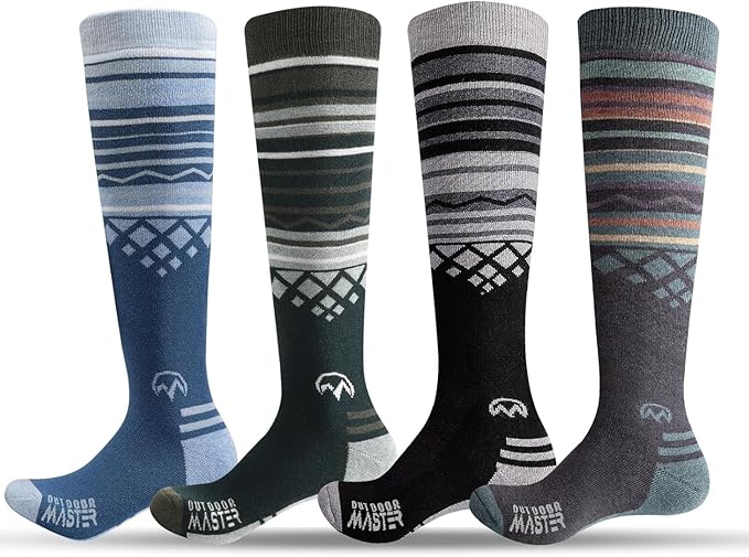 OutdoorMaster Merino Wool Ski Socks for Men & Women, Unisex Thermal Winter Warm Snowboarding Socks for Cold Weather