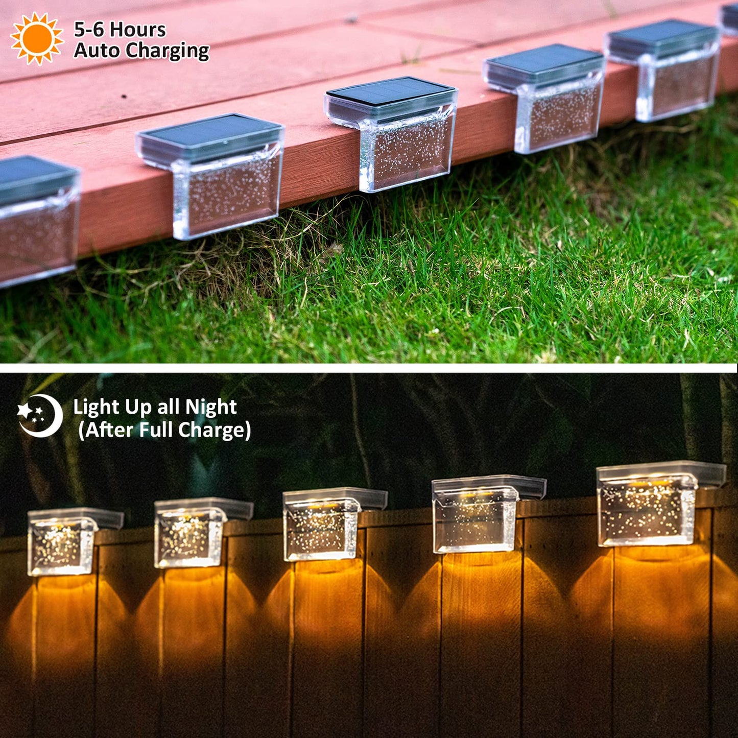 Qualdout Solar Deck Lights - 8 Pack Waterproof LED Step Lights for Outdoor Use - Warm White