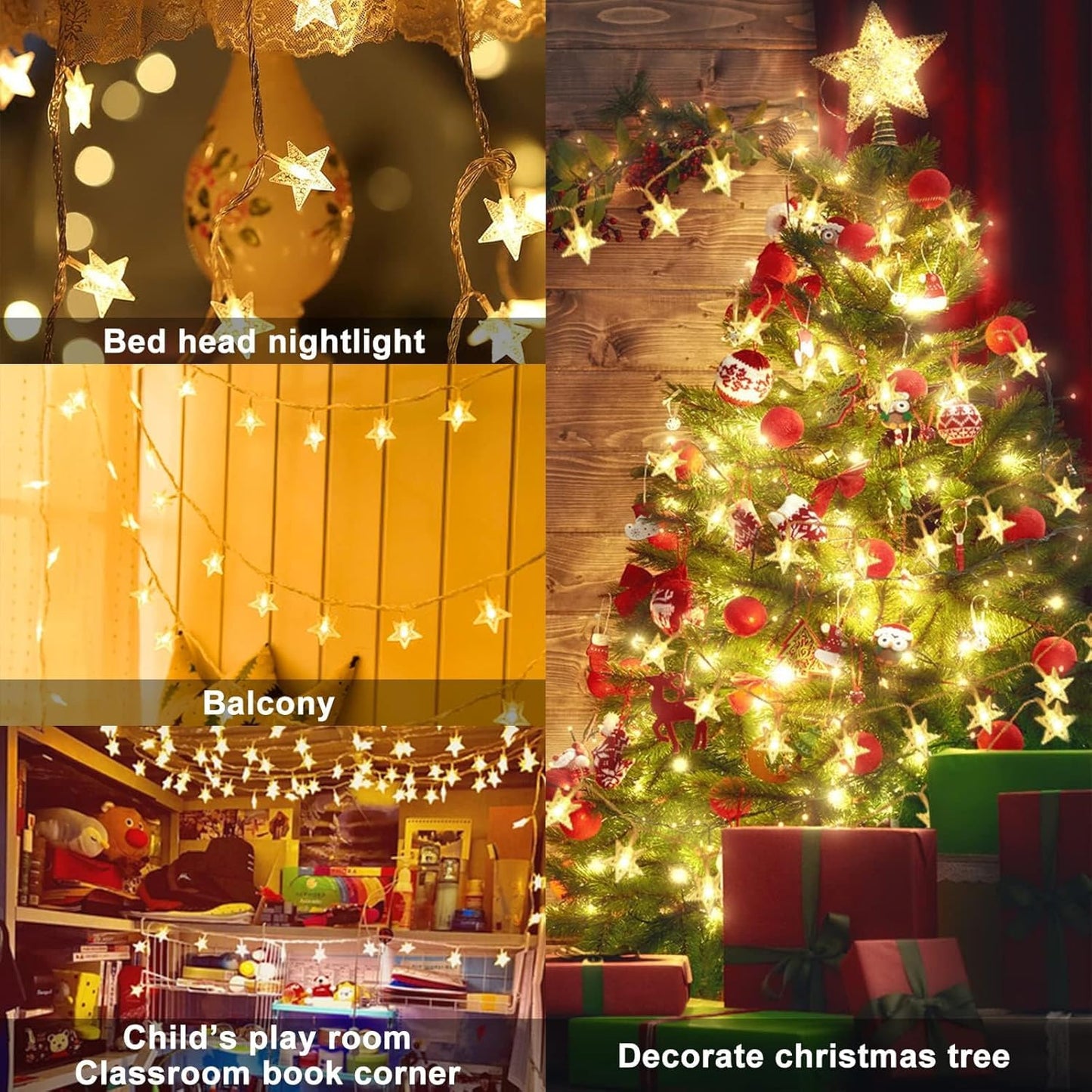 Star String Lights Battery Operated 10Ft 20 Led Star Fairy String Lights  Battery Powered Christmas Lights For Indoor Outdoor Wedding Party Christmas Tree Ramadan Bedroom Patio Decoration Warm White