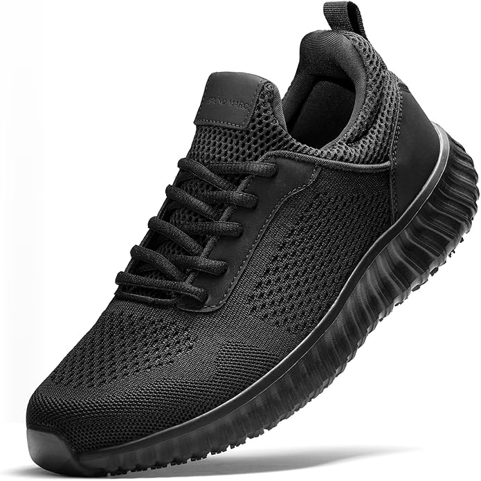 Bruno Marc Men's Non Slip Work Shoes Walking Zapatos Trabajo Black & Lightweight Sneakers Food Service Chef Kitchen Restau...