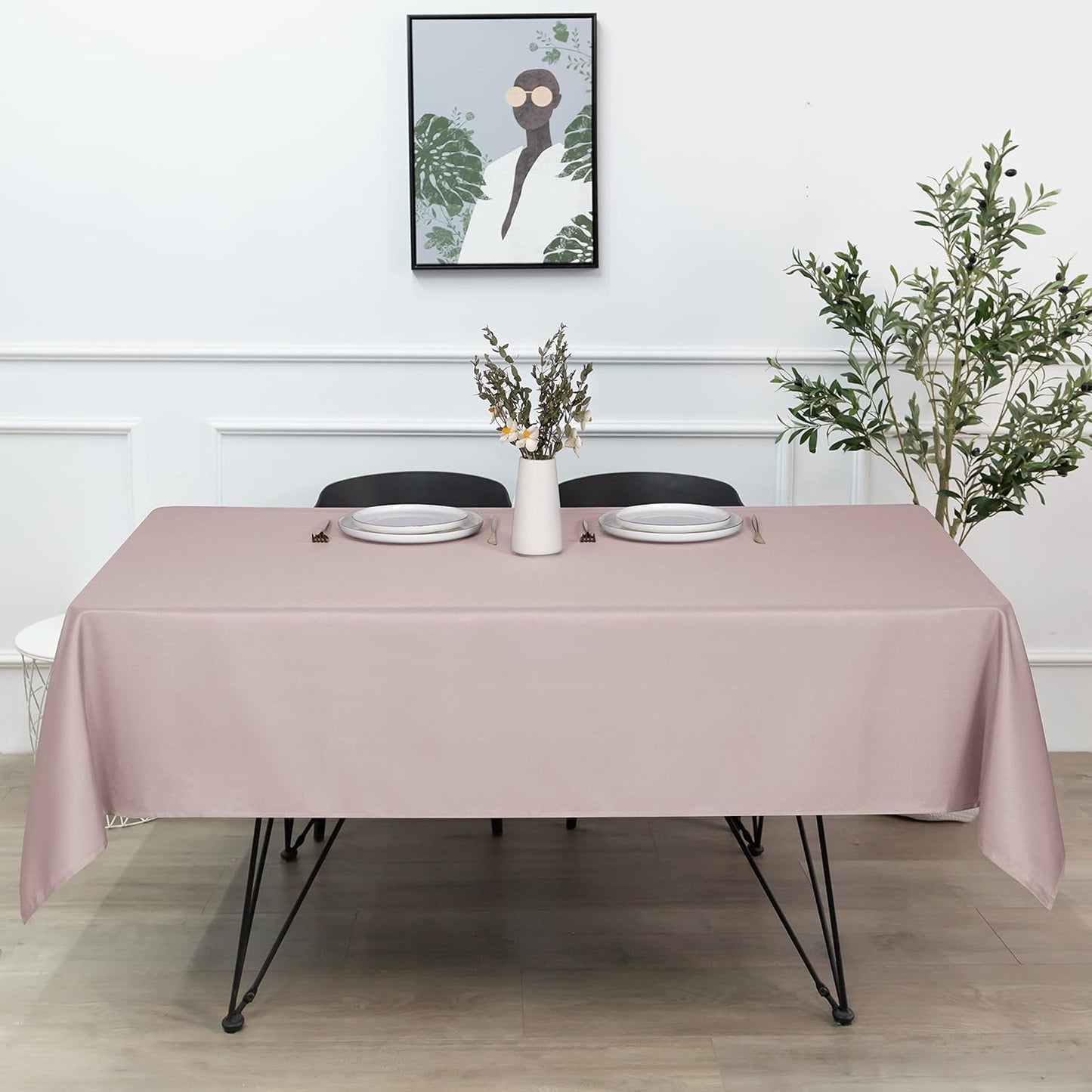 sancua Square Tablecloth - 54 x 54 Inch - Stain and Wrinkle Resistant Washable Polyester Table Cloth, Decorative Fabric Table Cover for Dining Tables, Buffet Parties and Camping, Blush