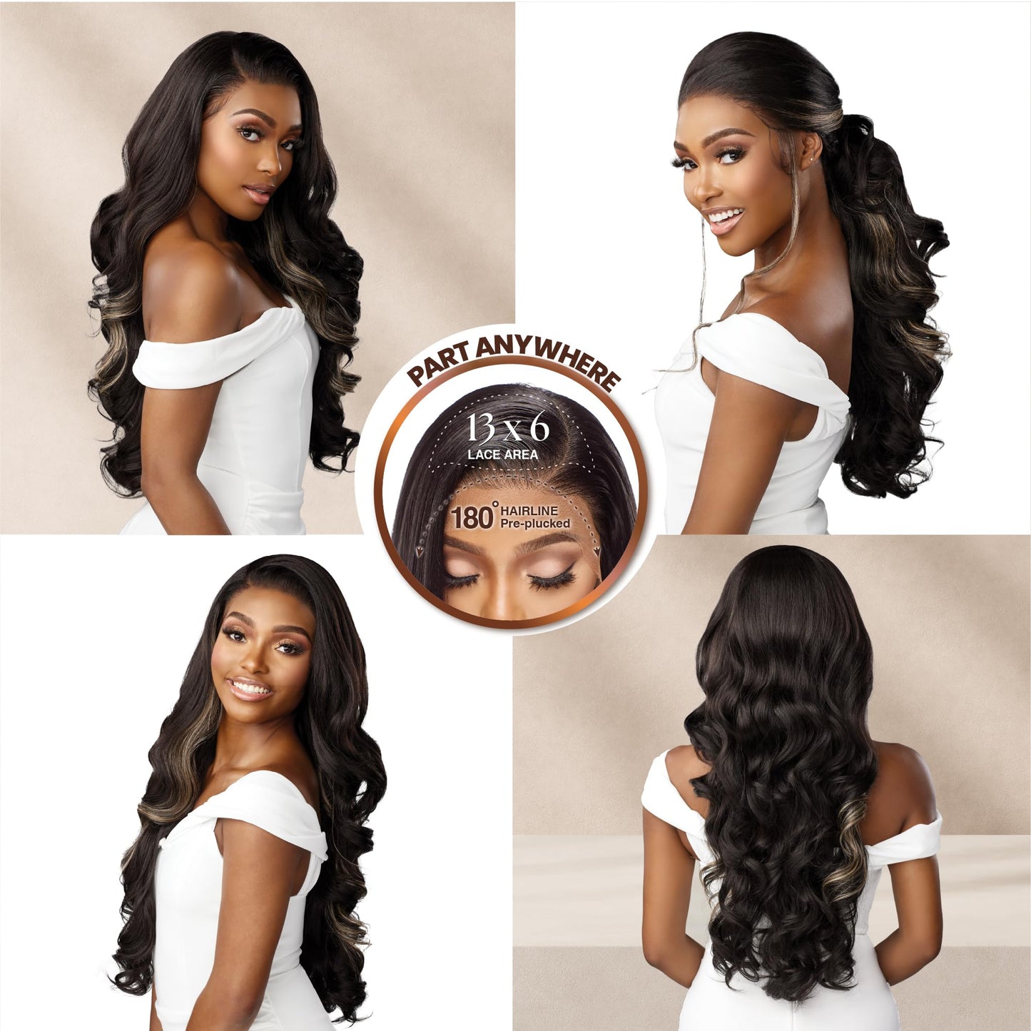 Sensationnel Bare lace 13x6 wigs - unit 8 lacefrontal glueless synthetic 180 degree preplucked hairline (CHOCOLATECOPPER)