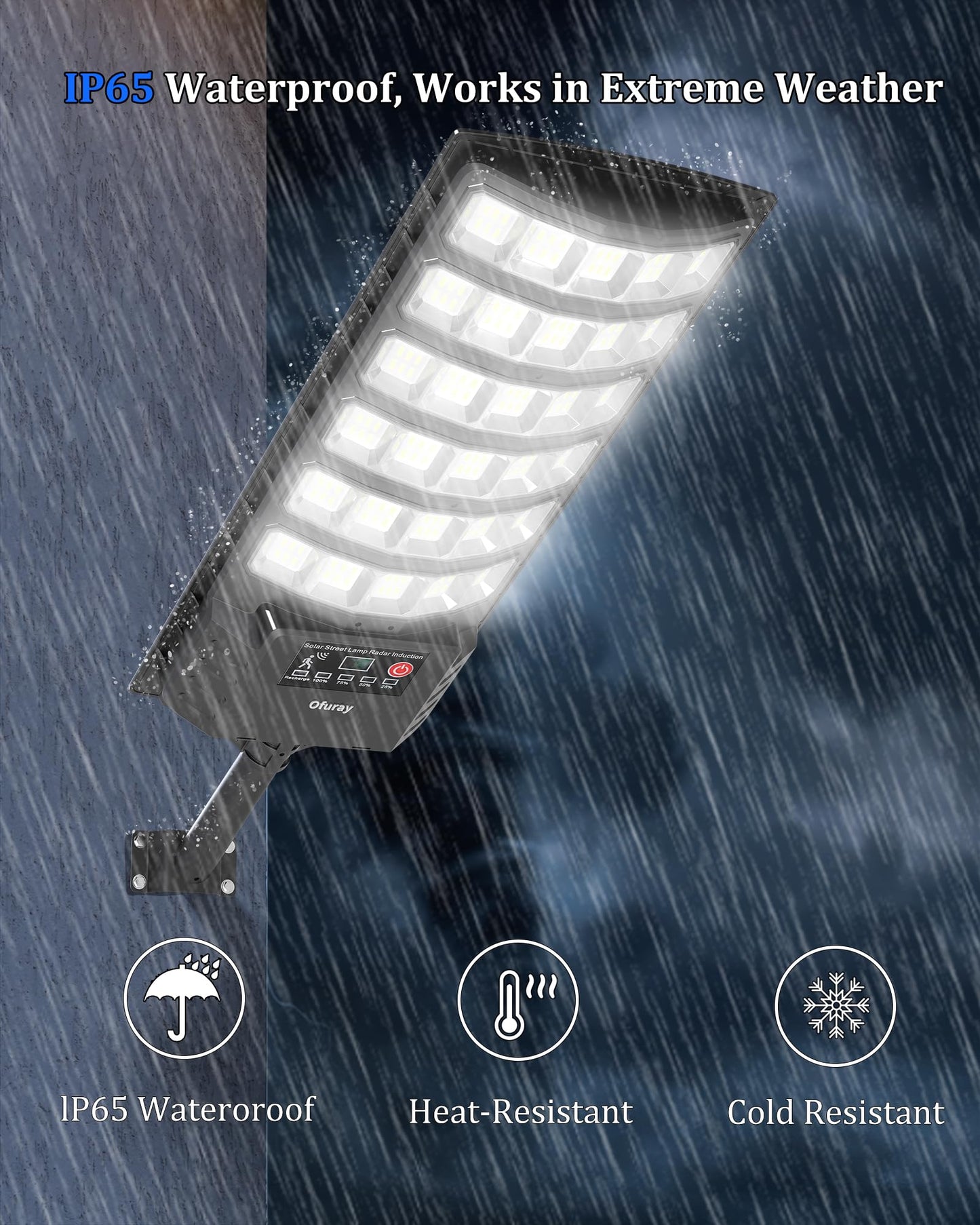 Ofuray Solar Flood Lights Outdoor, 5AH Power, Motion Sensor, 7000K Daylight, Remote Control, OZL-1Pack, Black, Model ZL-180led
