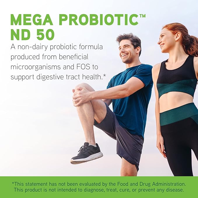 DaVinci Labs Mega Probiotic ND 50 - Non-Dairy Probiotic Supplement with Prebiotic Fiber - Digestive & Immune Health Support* - Gut Support with Beneficial Bacteria* - 60 Vegetarian Capsules