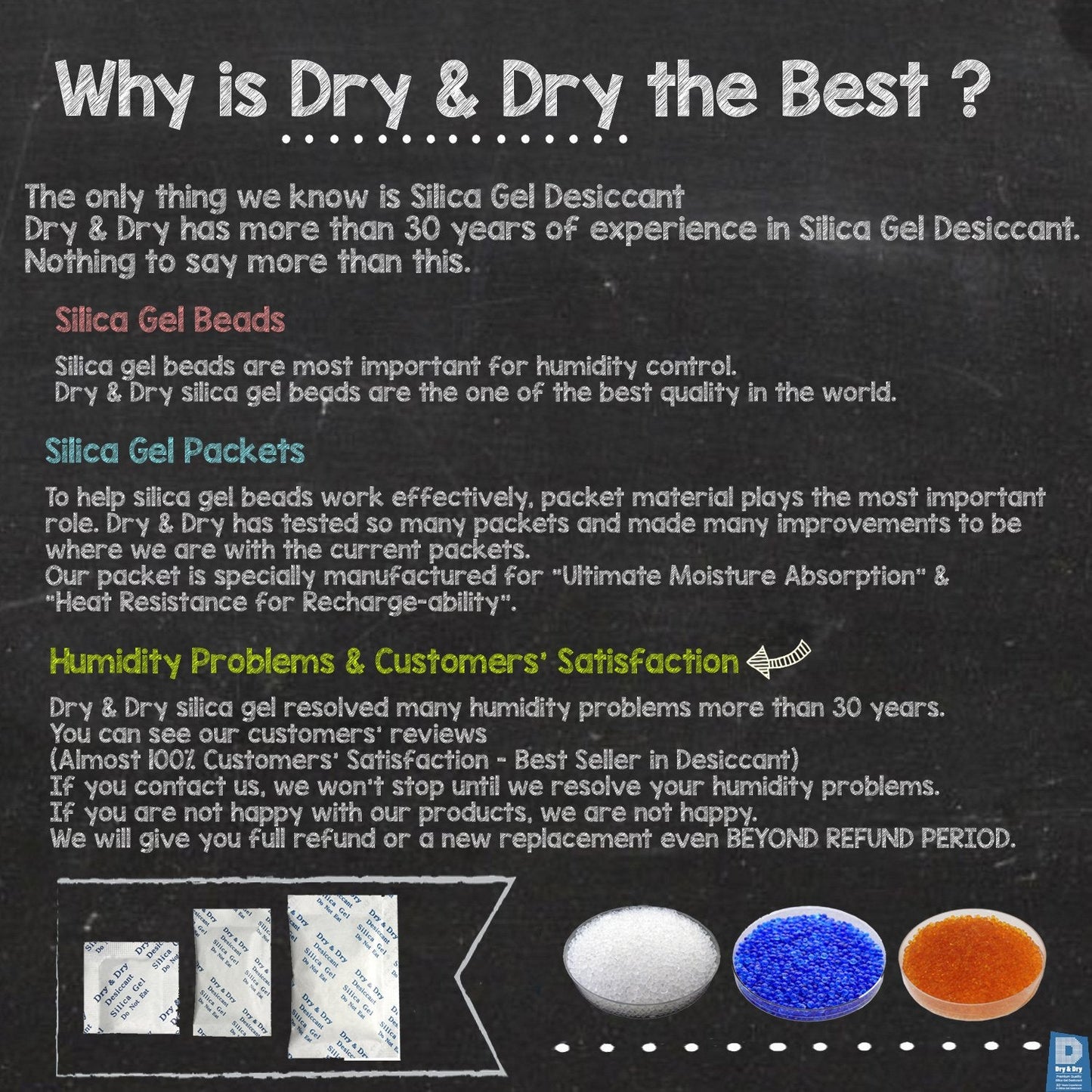 "Dry & Dry" [1 Quart] Premium Orange Indicating Silica Gel Desiccant Beads(Industry Standard 3-5 mm) - Rechargeable Silica Gel Beads(2 LBS)