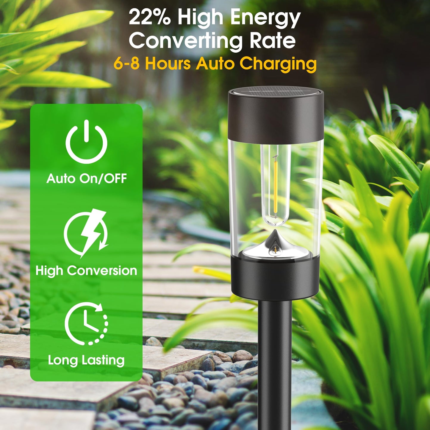 Eyrosa Solar Lights Outdoor, 12 Pack Waterproof Solar Landscape Lighting for Pathway Garden Yard Path Walkway Driveway Lawn Patio Outside Decor, Warm White