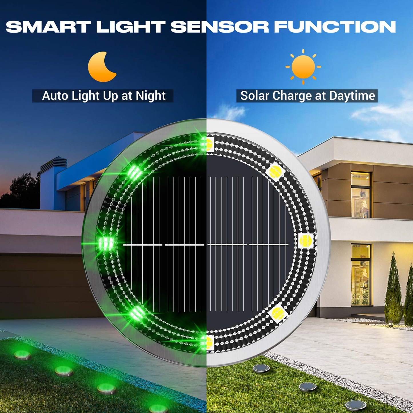 Peasur Solar Ground Lights Outdoor  12 Pack Flat Solar Powered Disc Lights  Ip68 Waterproof  Anti-Rust  Landscape Lighting For Pathway Garden Yard Lawn Walkway Landscape Driveway  Green