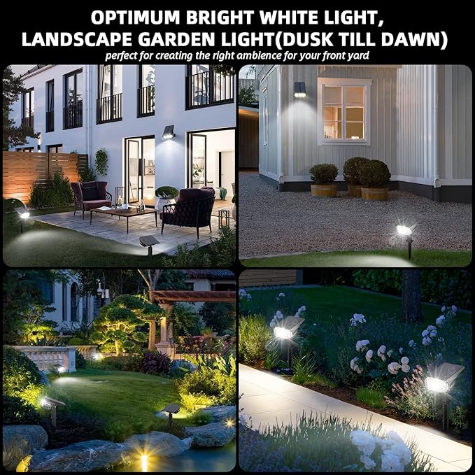 Solar Spot Lights Outdoor,40 LEDs Solar Outdoor Waterproof Landscape Lights with 3 Light Modes, Solar Powered Garden Yard Wall Lights Auto On,Off for Patio 8 Pack