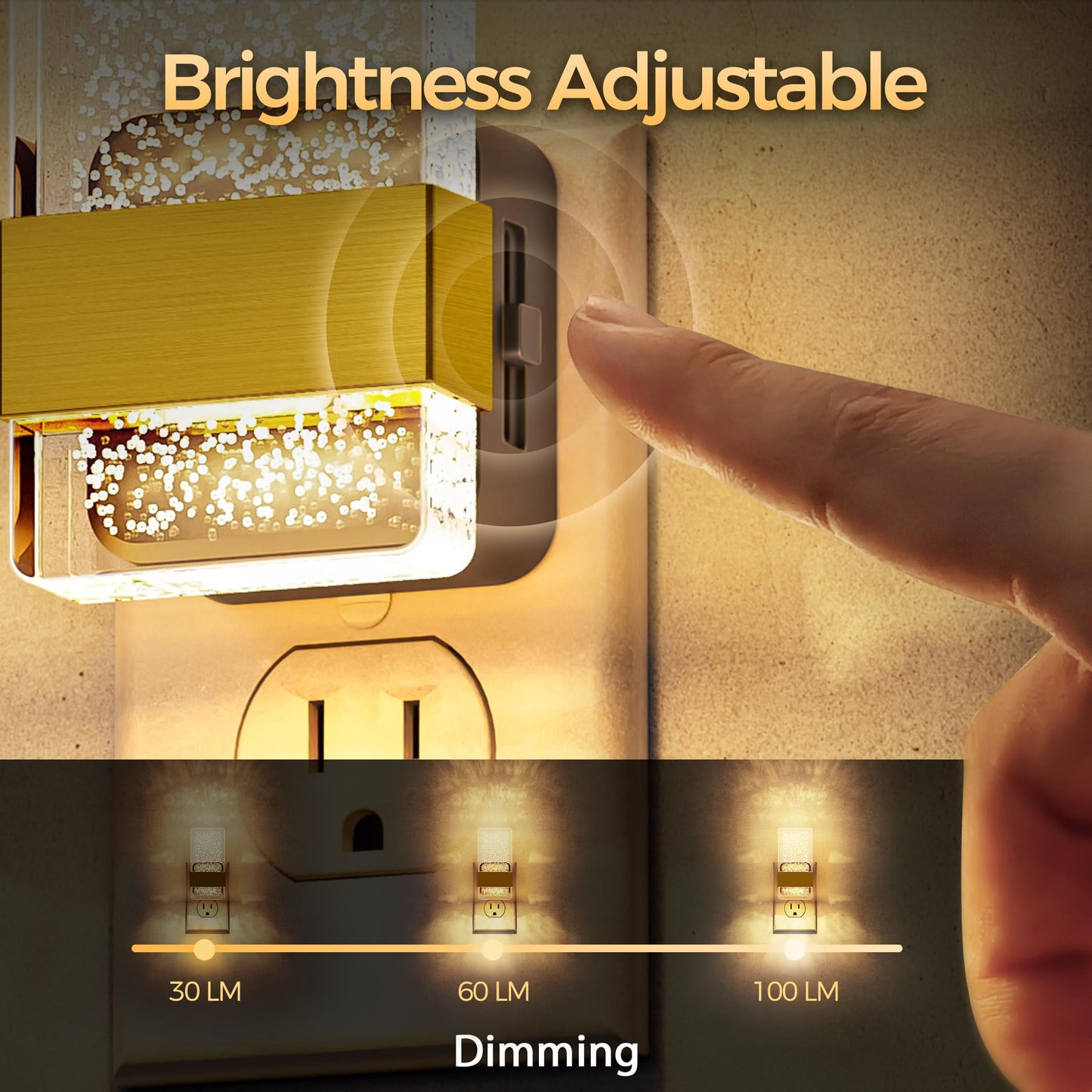 Doresshop Led Night Lights Plug Into Wall [2 Pack]  0-100Lm Dimmable Nightlight  Bubble Decorative Night Light With Dusk-To-Dawn Sensor  Wall Sconce-Style Design Nightlights For Bathroom  Hallway Gift