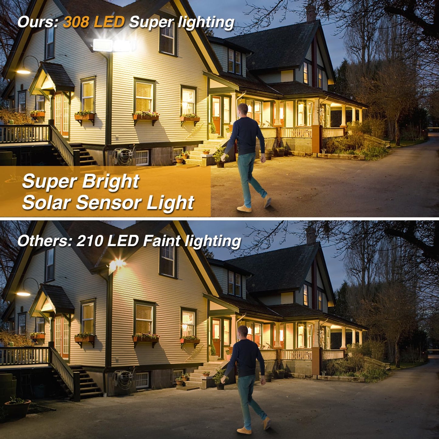 Ootday Solar Outdoor Security Lights, 368 Led, Ip65 Waterproof, Motion Sensor, Black, Model Sl002 For Garden, Patio, Yard, Garage