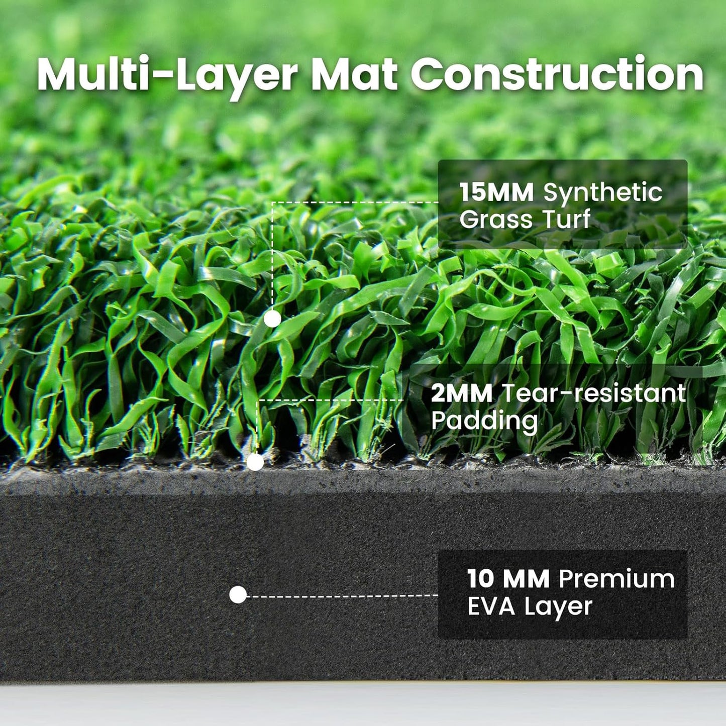 Tangkula Golf Hitting Mat, Artificial Turf Mat for Indoor/Outdoor Golf Practice Includes 2 Rubber Tees & 2 Alignment Sticks, Golf Training Mat for Home Backyard Garage