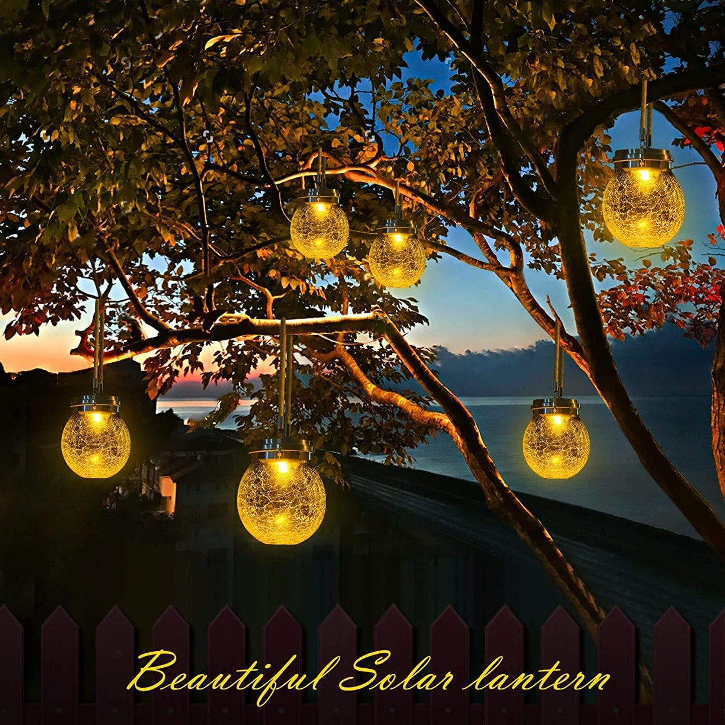 Dbf Solar Lanterns - Waterproof  le Glass Ball Lights, 4-Pack, Amber Warm, Model Dbf-Lantern-4W, Perfect For Outdoor Garden Decor