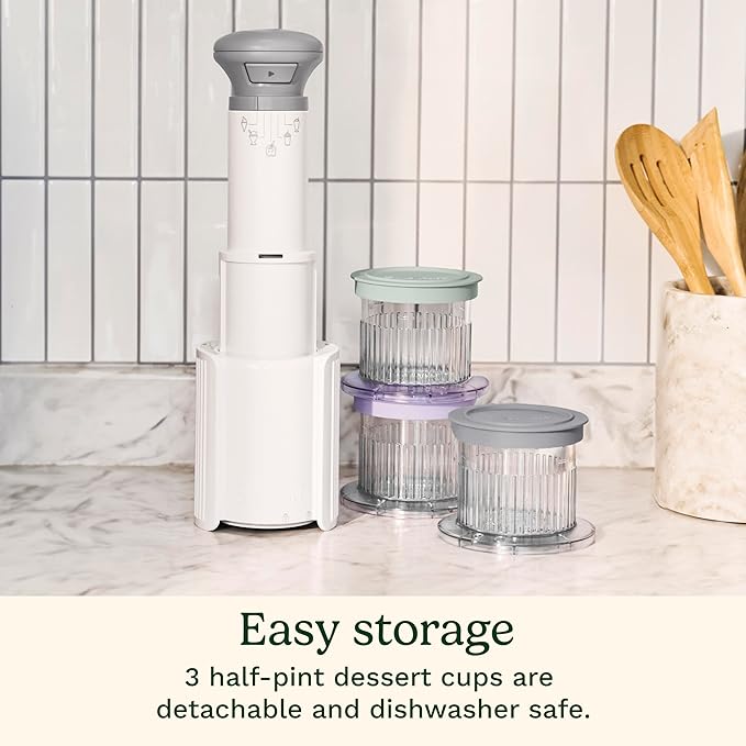 Cuisinart FastFreeze 5-in-1 Ice Cream, Sorbet, Milkshakes, Slushies and Mix-In Frozen Dessert Maker, Compact Machine, Easy to Use, Includes 3 Mixing Cups with Lids, ICE-FD10