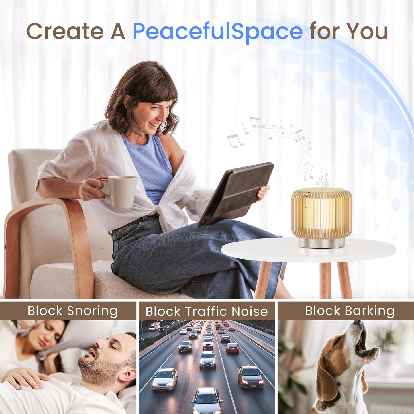 【Upgraded】 White Noise Sound Machine Bluetooth Speaker for Adults Kids 26 Soothing Sounds Dimmable Night Light 4 Timers Memory Function Brown Noise Baby Home Office Sleep Therapy Gift