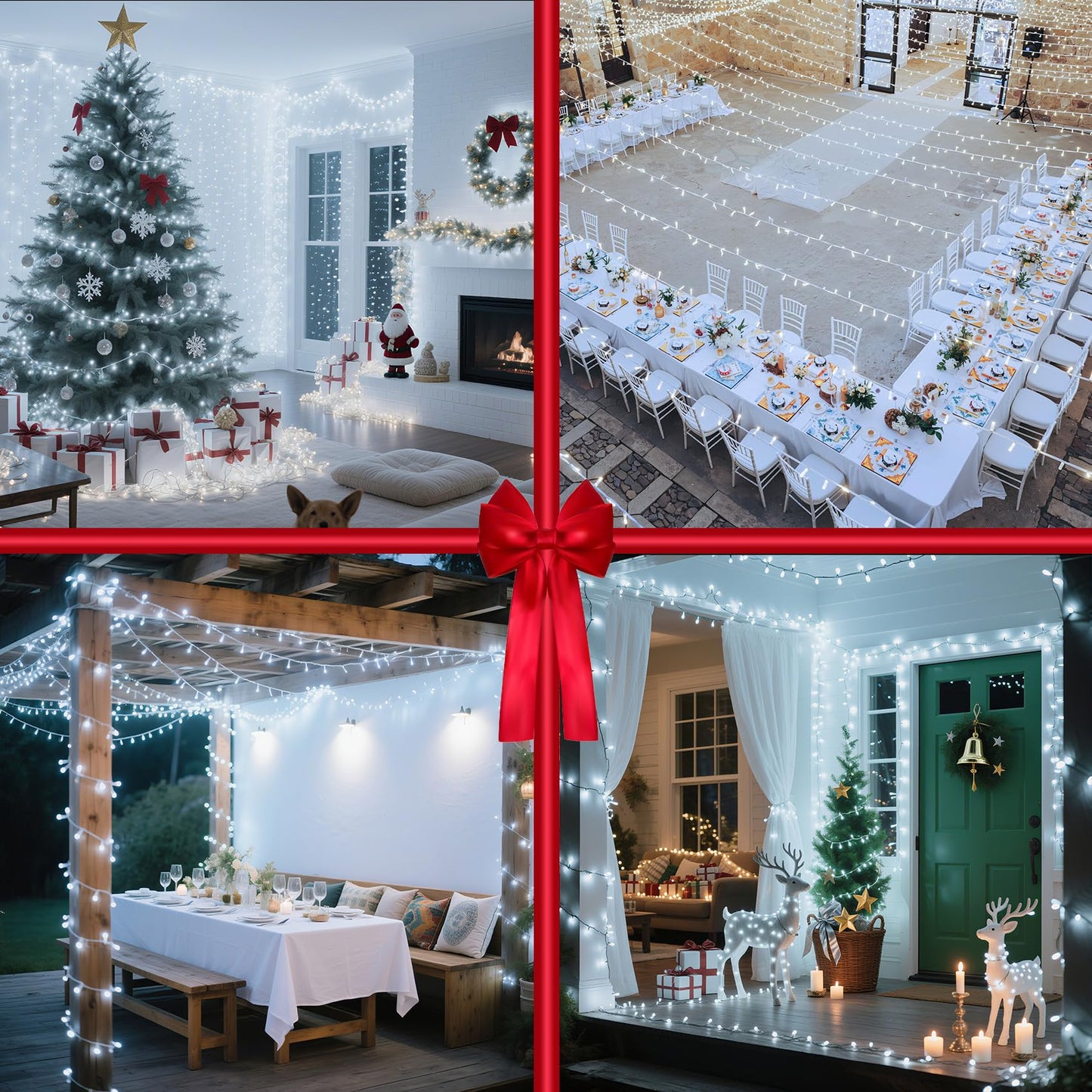 750 Led Christmas String Lights Outdoor  240Ft Twinkle Fairy Lights With Timer & Memory  12 Modes Dimmable Waterproof Tree Light For House Patio Wedding Party Christmas Decororations  Cool White