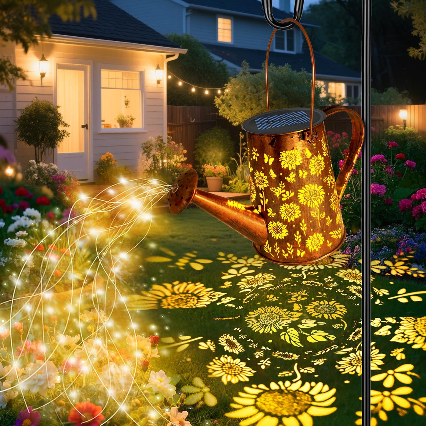 VOOKRY Solar Hanging Lights - Waterproof Sunflower Garden Decor, 1 Pack, Warm White - Model DHTYSHD
