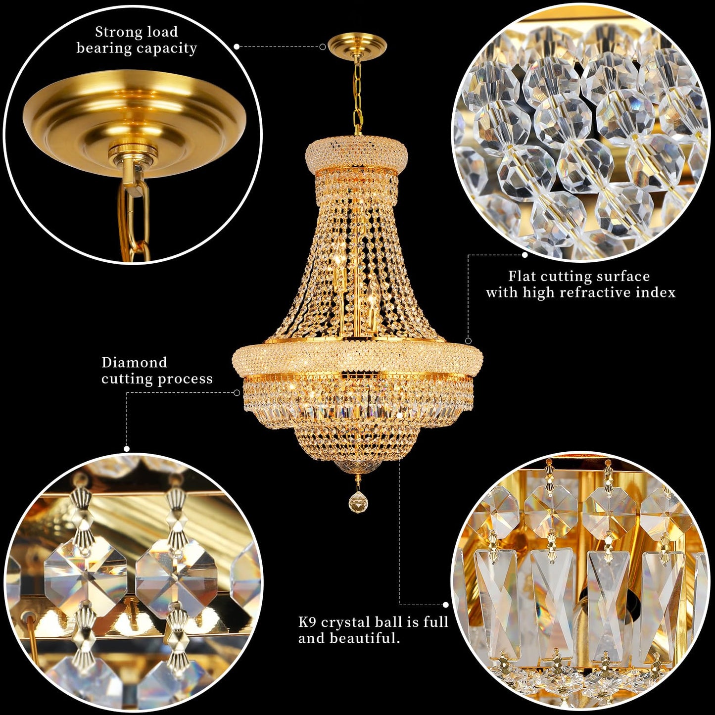 Gifarich Crystal Chandeliers For Dining Room Light Fixture