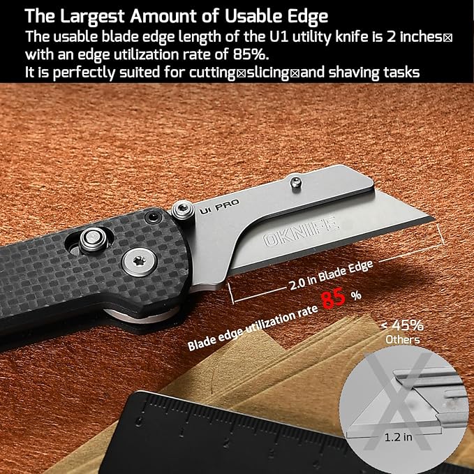 OKNIFE U1 Pro Multitool Folding Utility Knife with Folding Screwdriver, Quick Change Blade, Rail Lock & Pocket Clip for Men and Women (Carbon Fiber Overlay）
