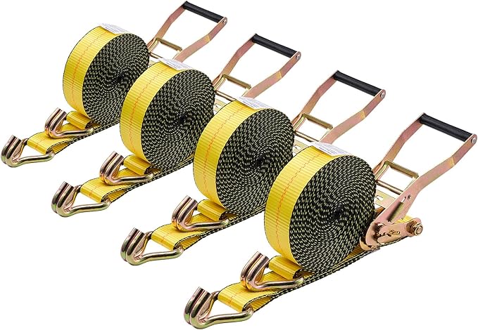 VEVOR Ratchet Straps, 2 in x 30 ft, Heavy Duty Tie Down Straps with Double J Hook, 10,000 lbs Break Strength, Carry Bag, T...