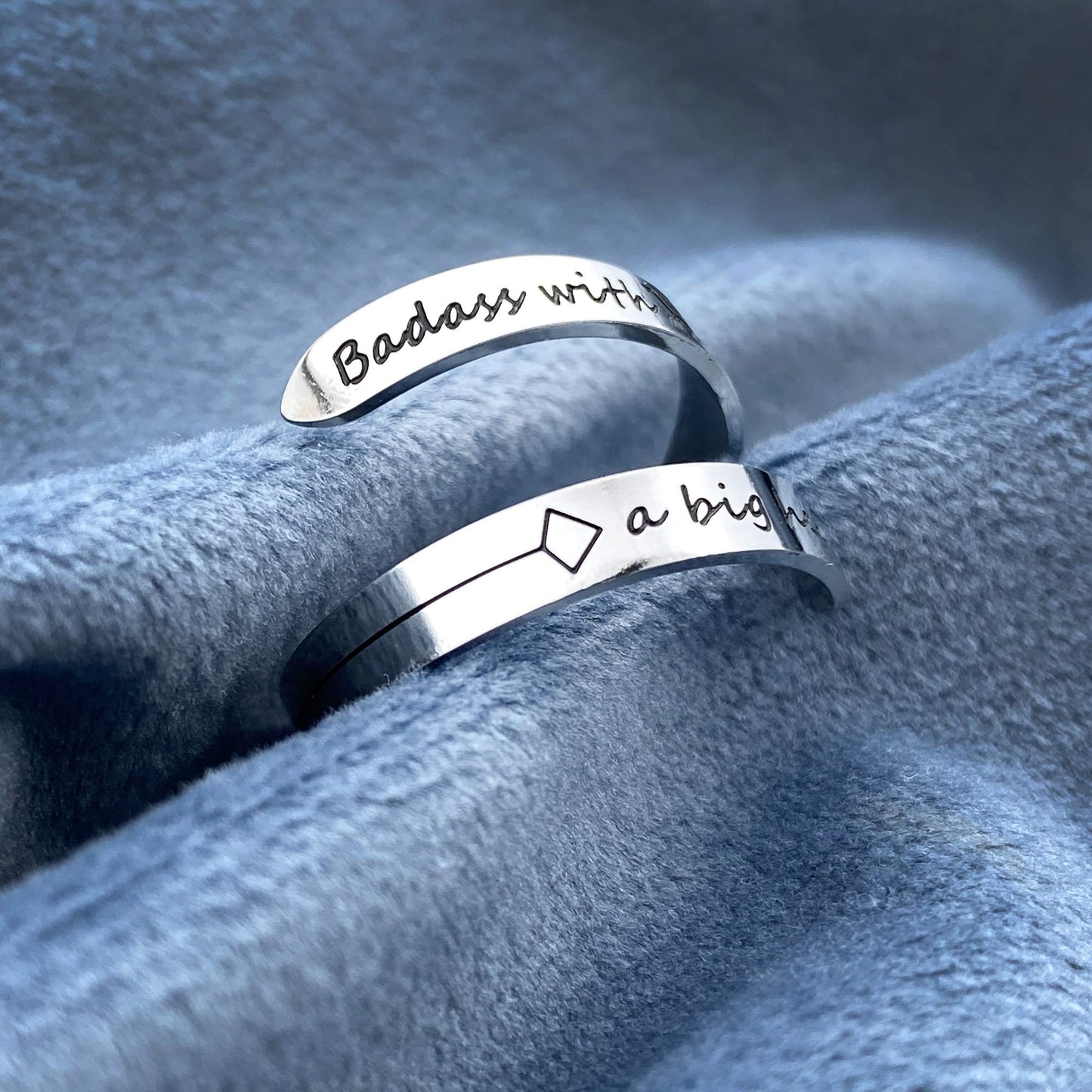 Vrycot Badass with a Big Heart Adjustable Stainless Steel Silver Inspirational Opening Cute Hiphop Band