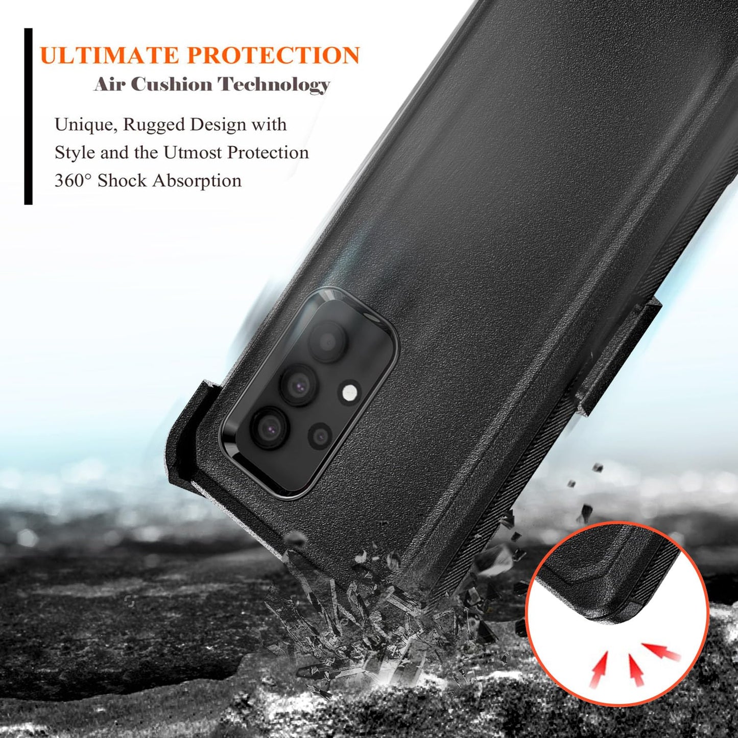 Nznd Designed For Galaxy A32 5G Case, Samsung A32 5G Phone Case With Tempered Glass Screen Protector, Belt Clip Holster Built-In