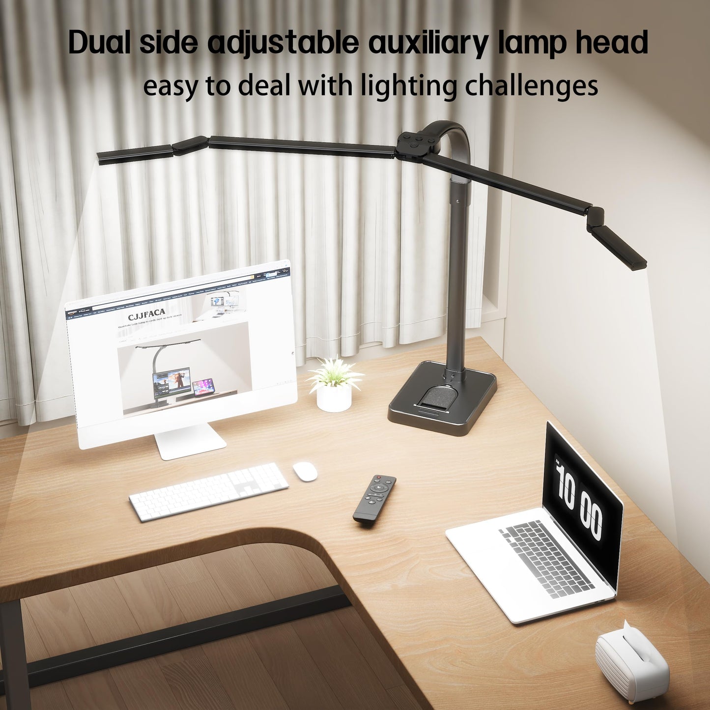 Cjjfaca Office Home Desk Lamp 24W Super Bright Eye-Care Desk Lamp Adjustable Gooseneck Office Led Task Light With Soft Non-Glare Lighting Suitable For Studying Reading (Black) (Plus)