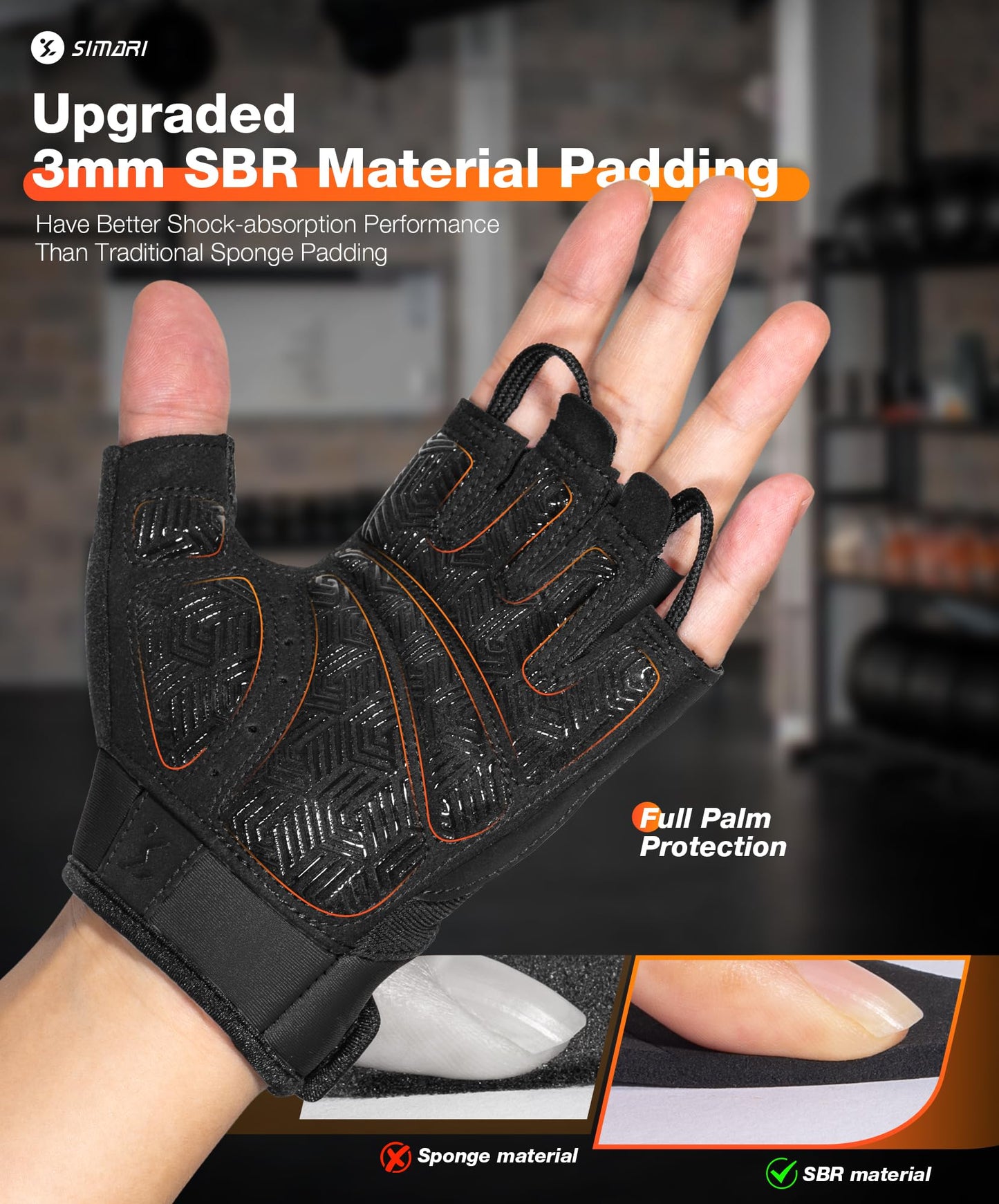 SIMARI Breathable Workout Gloves for Men & Women, Weight Lifting Gloves with Padded, Grip, Full Palm Protection, Gift for Gym Exercise, Cycling, Weightlifting Training, Fitness, Black, Size XS