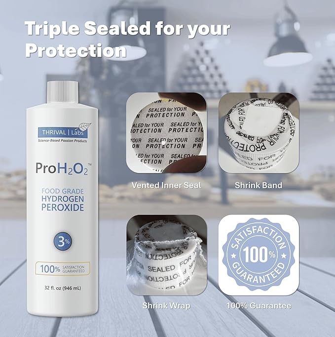 ProH2O2 3% Food Grade Hydrogen Peroxide – Natural Cleaner & Disinfectant – For Household Use – Ideal for Cleaning, Sanitizing & Gargle – 8 fl oz Spray & 32 fl oz Refill (Combo Pack)