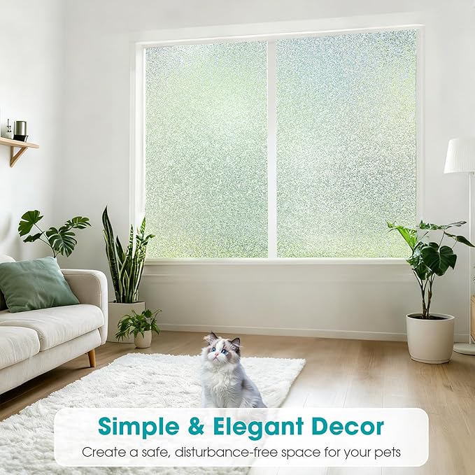 Coavas Window Privacy Film Frosted Glass Static Clings, Decorative Bathroom Door Privacy Film Day and Night, Heat UV Blocking Anti-Glare Frosting Stickers Renter Non-Adhesive, 35.4 x 78.7 Inch, Silver