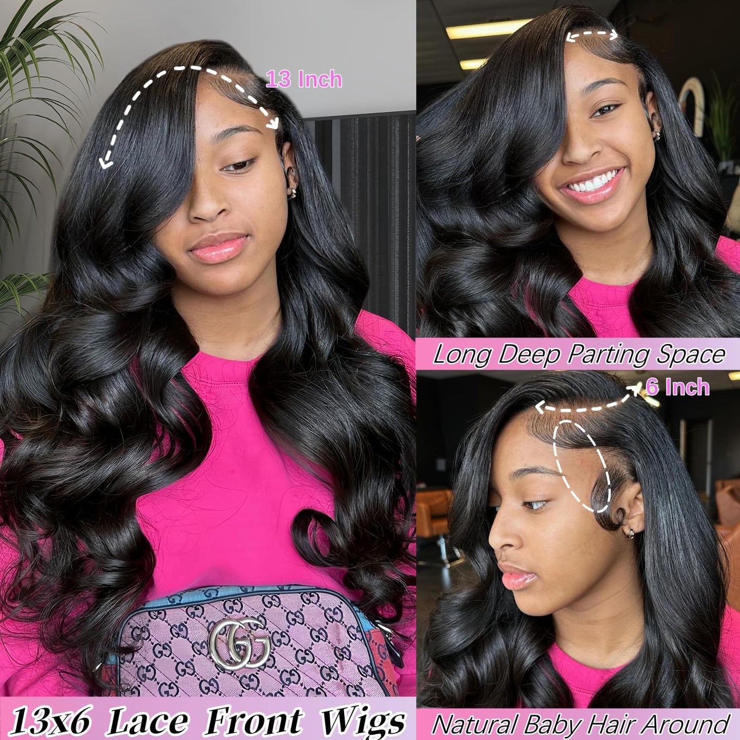 Gureimi 26 Inch Body Wave Lace Front Wigs Human Hair 200 Density 13x6 HD Lace Front Wigs Human Hair Pre Plucked for Women