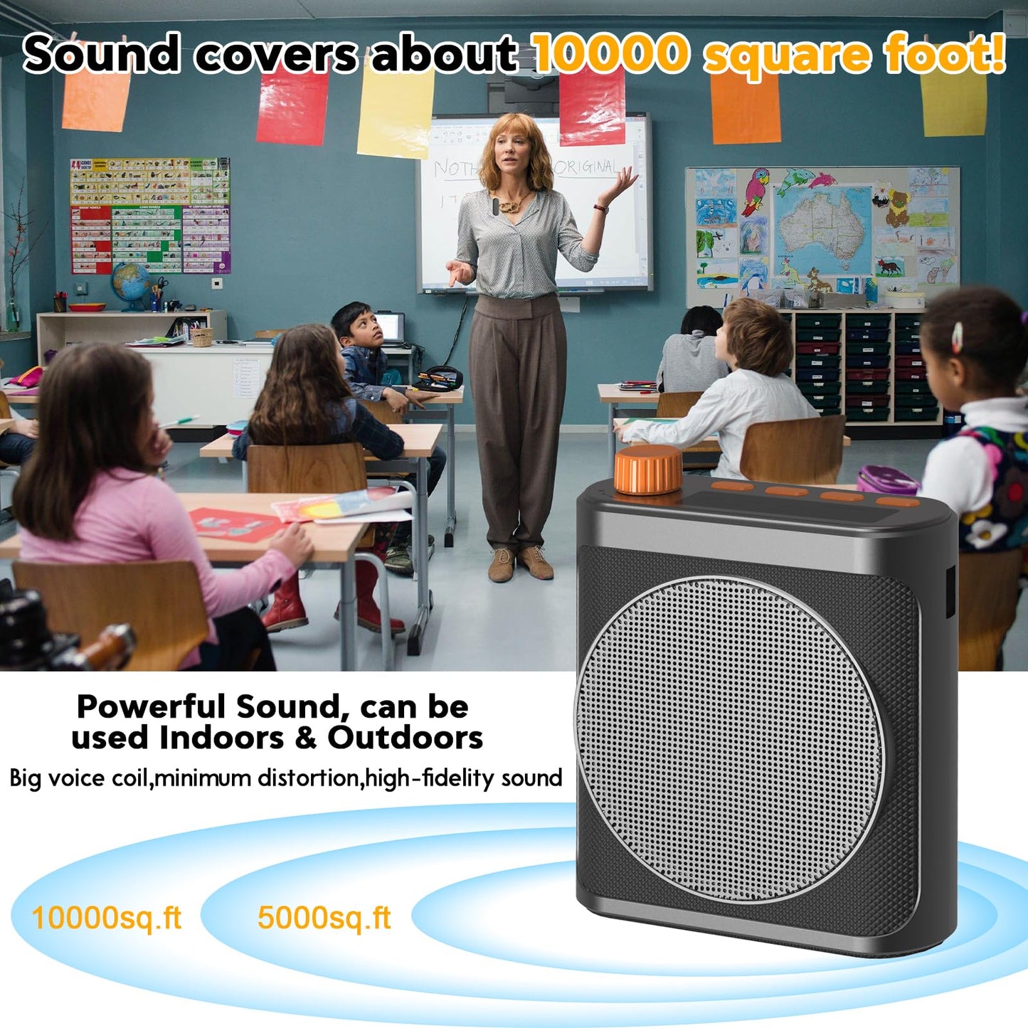 Voice Amplifier Wireless Microphones, Bluetooth Megaphone Speaker Personal Pa System Portable Voice Amplifier With 2Pcs Magnetic