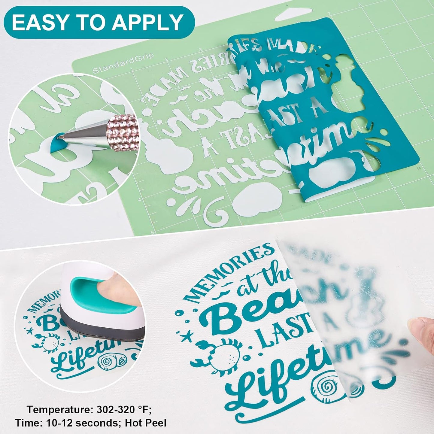 VINYL FROG Teal Heat Transfer Vinyl Roll 12" x12ft Aqua HTV Iron On Vinyl for T-Shirts Garments Bags and Other Fabrics