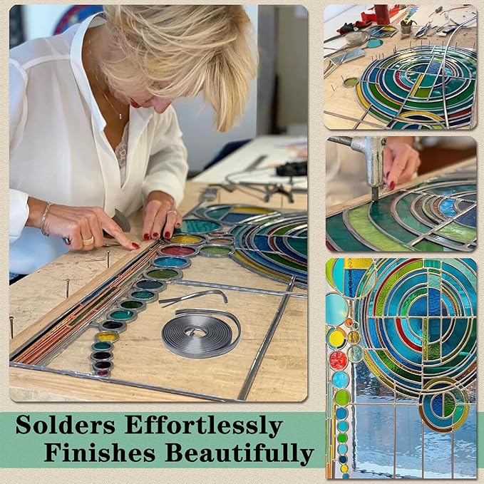 24 Ft 5/64" Round U Lead Came for Stained Glass, U Channel Lead U Hobby Came Stretcher, Stained Glass Projects Adds Strength & Structure Perfect for Small Glass Projects & Suncatchers