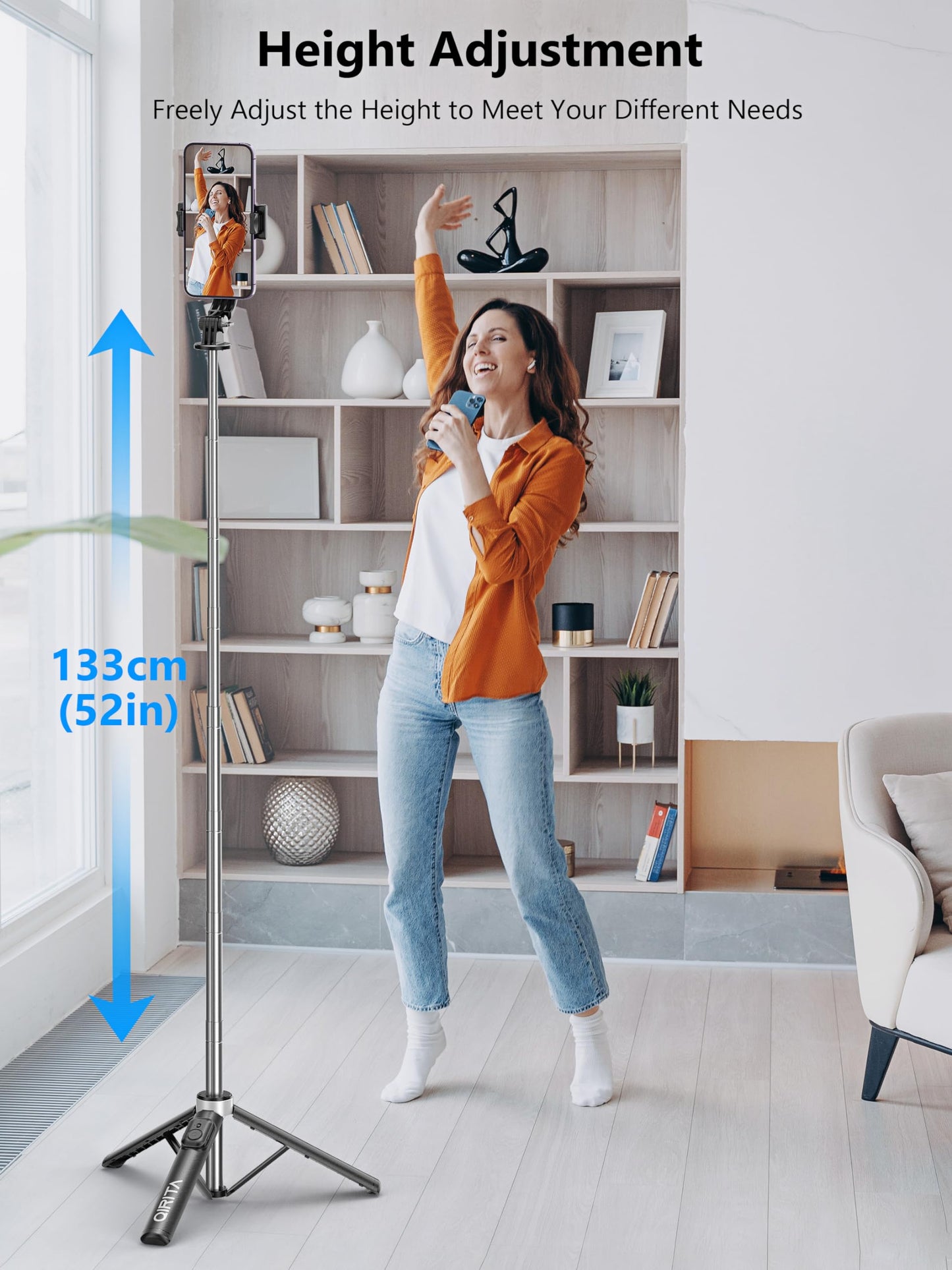 Selfie Stick & Phone Tripod, All In 1 Selfie Stick With Remote, Phone Travel Tripod Stand For Video Recording, Live Streaming, P