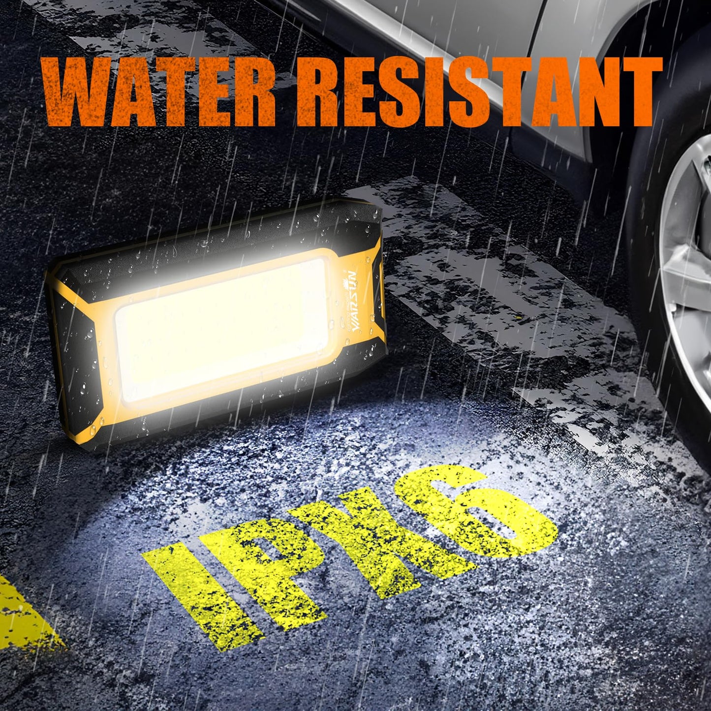 Warsun Led Rechargeable Work Light, 40W 1500 Lumens, Magnetic Cob, 3 Modes, Yellow, Model Zydgjpl-0014, Ideal For Camping & Car