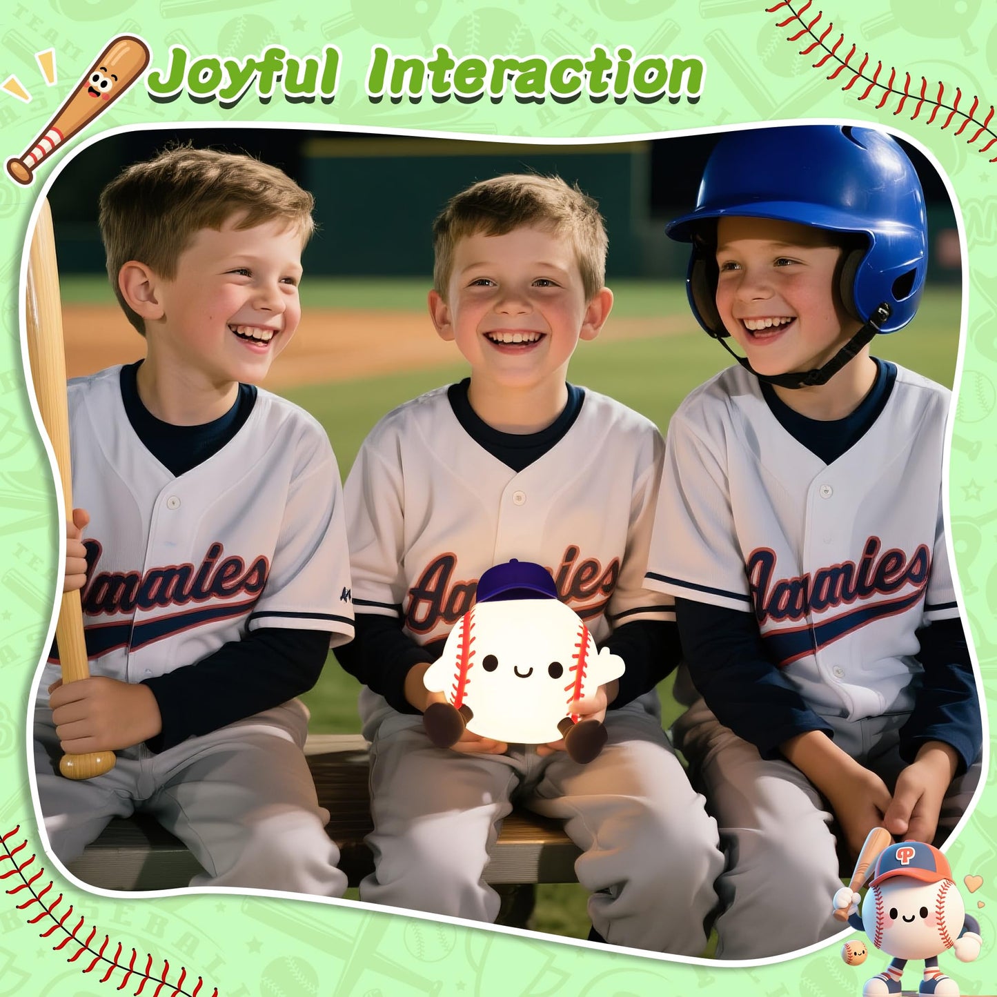 Okiyid Baseball Night Light  Dimmable Silicone Touch Lamp With Usb Rechargeable Soft Glow Bedside Lamp For Boys Bedroom Decor  Baseball Gifts For Boys Sport Fans Birthday Xmas