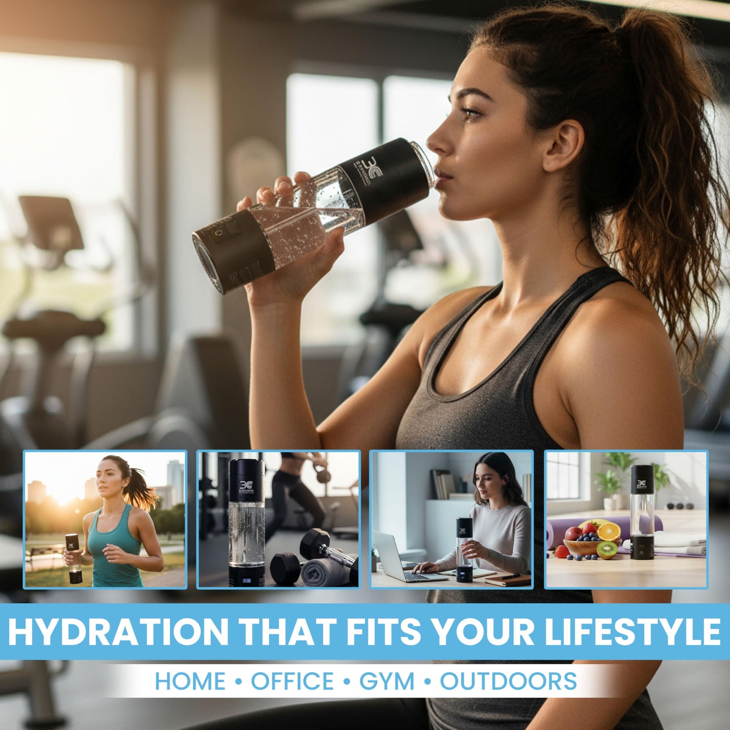 3C Hydrogen Water Bottle – Boost Energy, Detox & Speeds Recovery – Certified H₂ Generator (Up to 6000+ PPB) – Japanese SPE/PEM Tech – 5 & 10 Min Dual Modes with LED Display, USB-C Rechargeable, 9.1 OZ