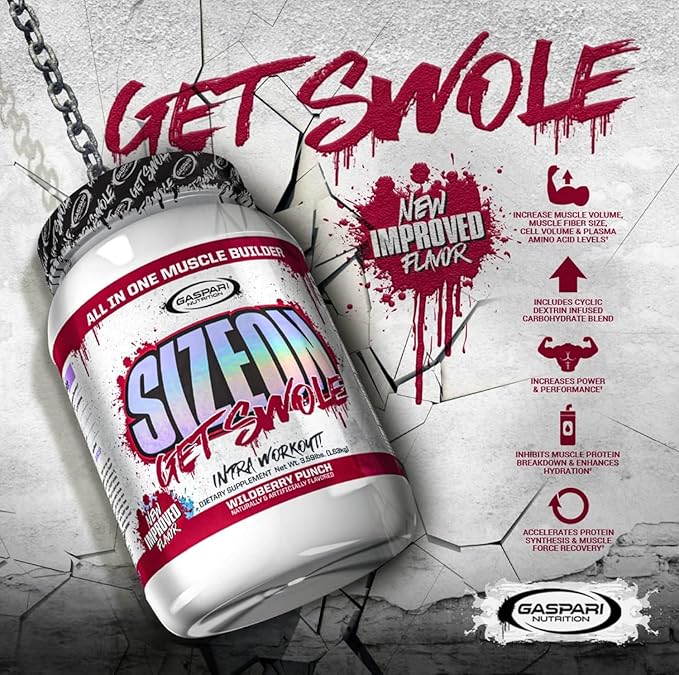 Gaspari Nutrition SizeOn, The Ultimate Hybrid Intra-Workout Amino Acid & Creatine Formula, Increased Muscle Volume & Muscle Recovery (3.59 Pounds, Raspberry)