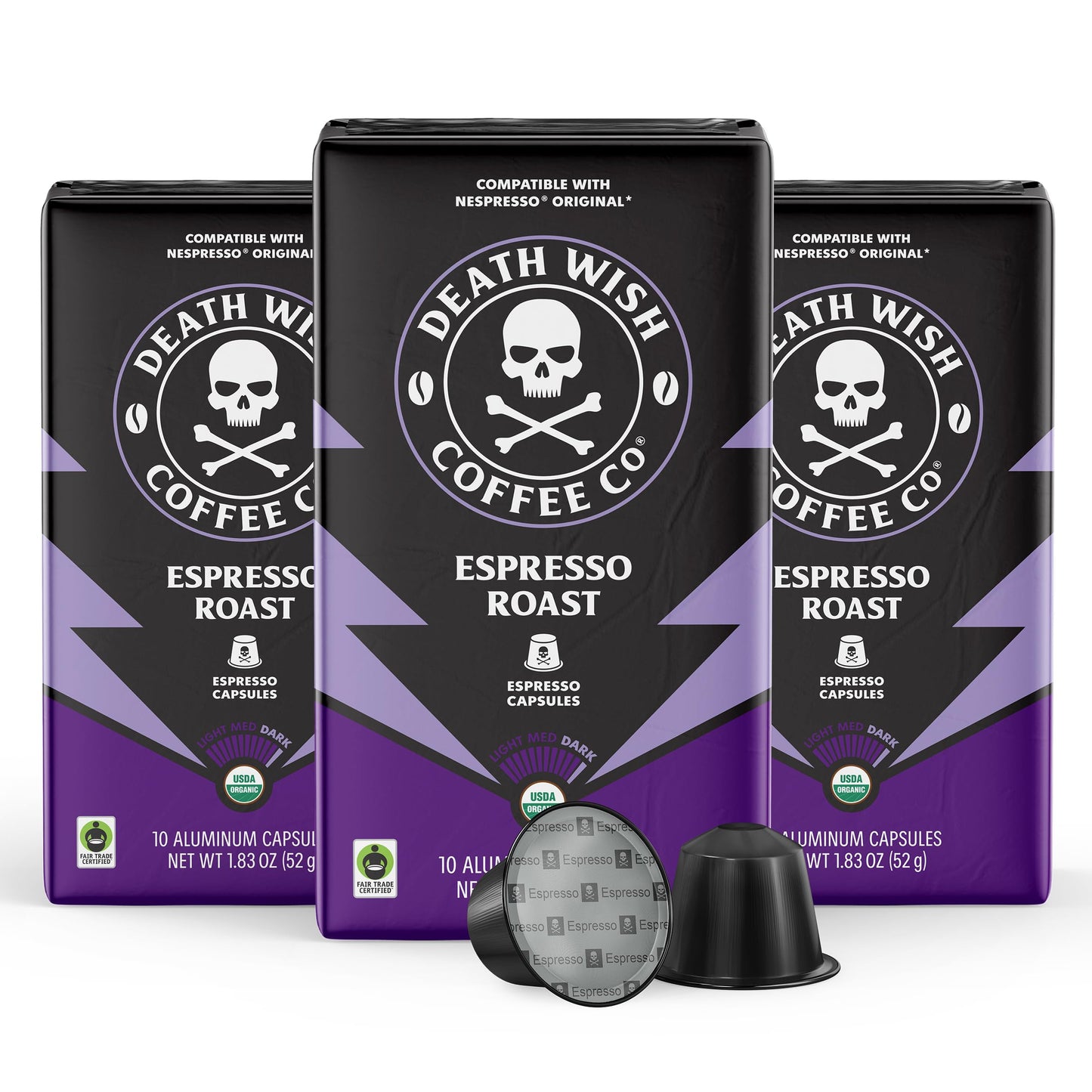 Death Wish Coffee  Espresso Roast Capsules Compatible with Nespresso Original Machines