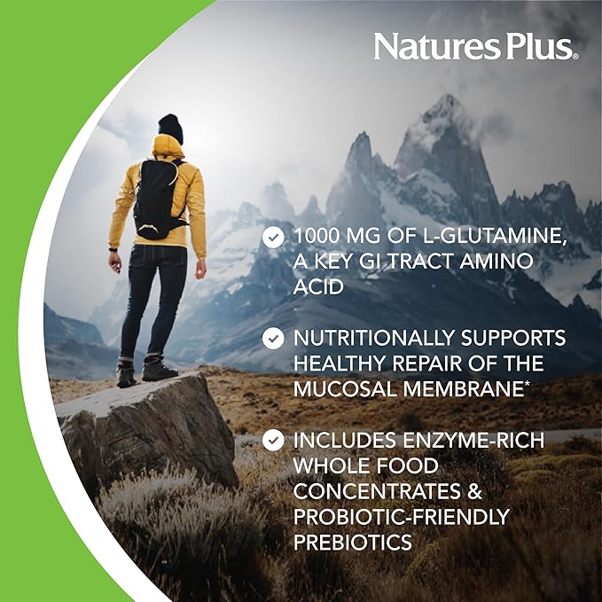 Natures Plus GI Natural Total Digestive Wellness - 90 Bi-Layered Tablets, Pack of 3 - with L-Glutamine, Probiotics, Prebiotics & Enzymes - Gluten Free - 90 Total Servings