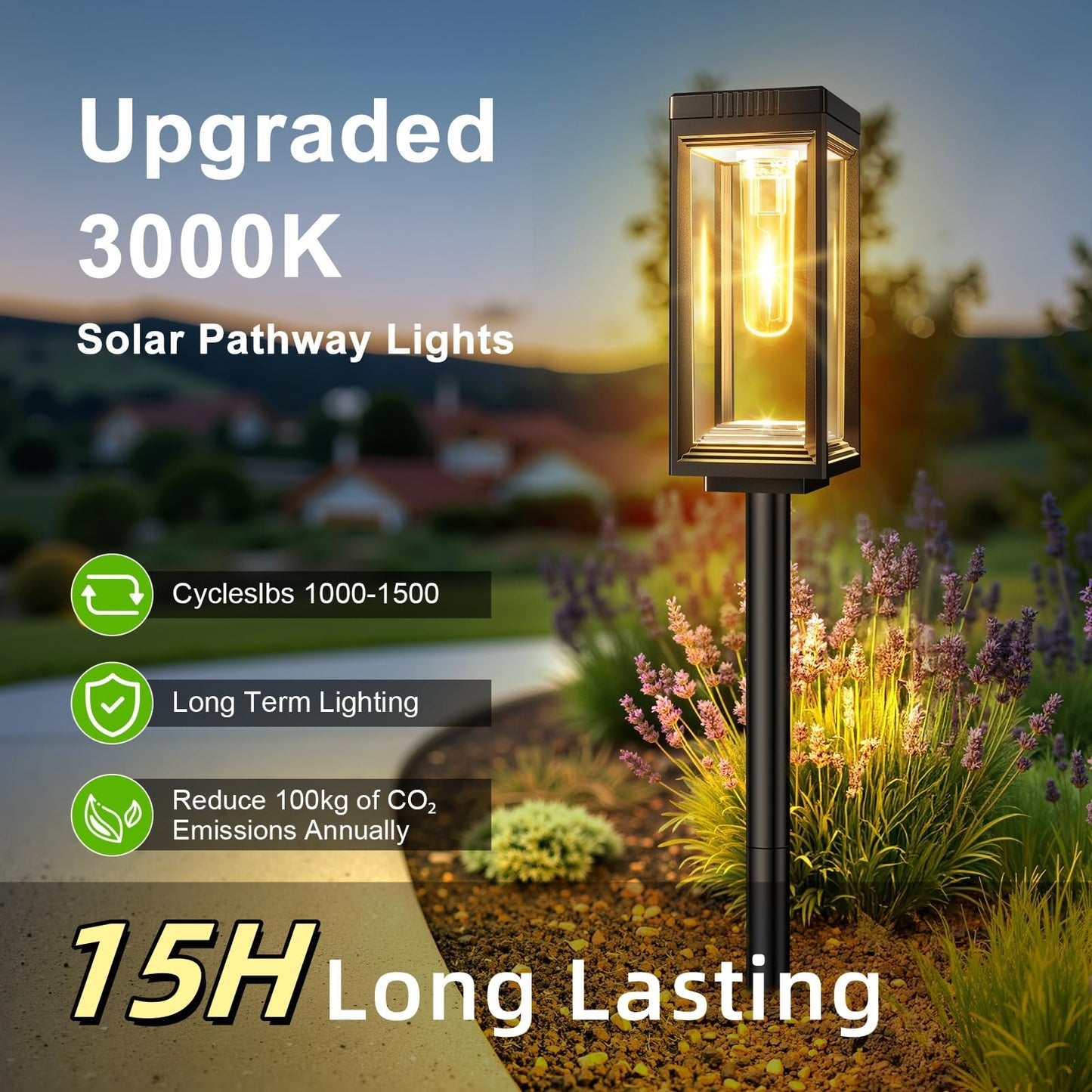 Wdtpro 6 Pack Upgraded Solar Pathway Lights Outdoor  Solar Lights Waterproof  Auto On/Off  15+ Hours Runtime  Lighting For Garden Outside Yard Driveway Landscape Path Patio  Warm White