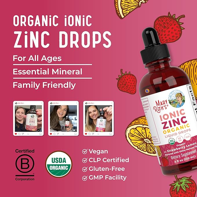 Mary Ruth's Organic Strawberry Lemon Ionic Zinc, 4 FZ