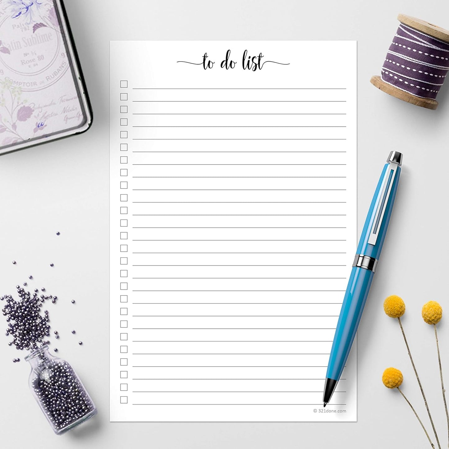 321Done To Do List Notepad - Pack of 2-50 Sheets (5.5" x 8.5") To-Do's Notepad Tear Off, Planning Memo Pad, Planner Checklist Organizing - Made in USA - Simple Script - College-Ruled