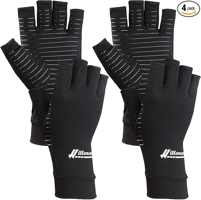 2 Pairs Copper Arthritis Gloves - Compression Gloves for Arthritis Pain Relief Rheumatoid Osteoarthritis Carpal Tunnel, Fi...