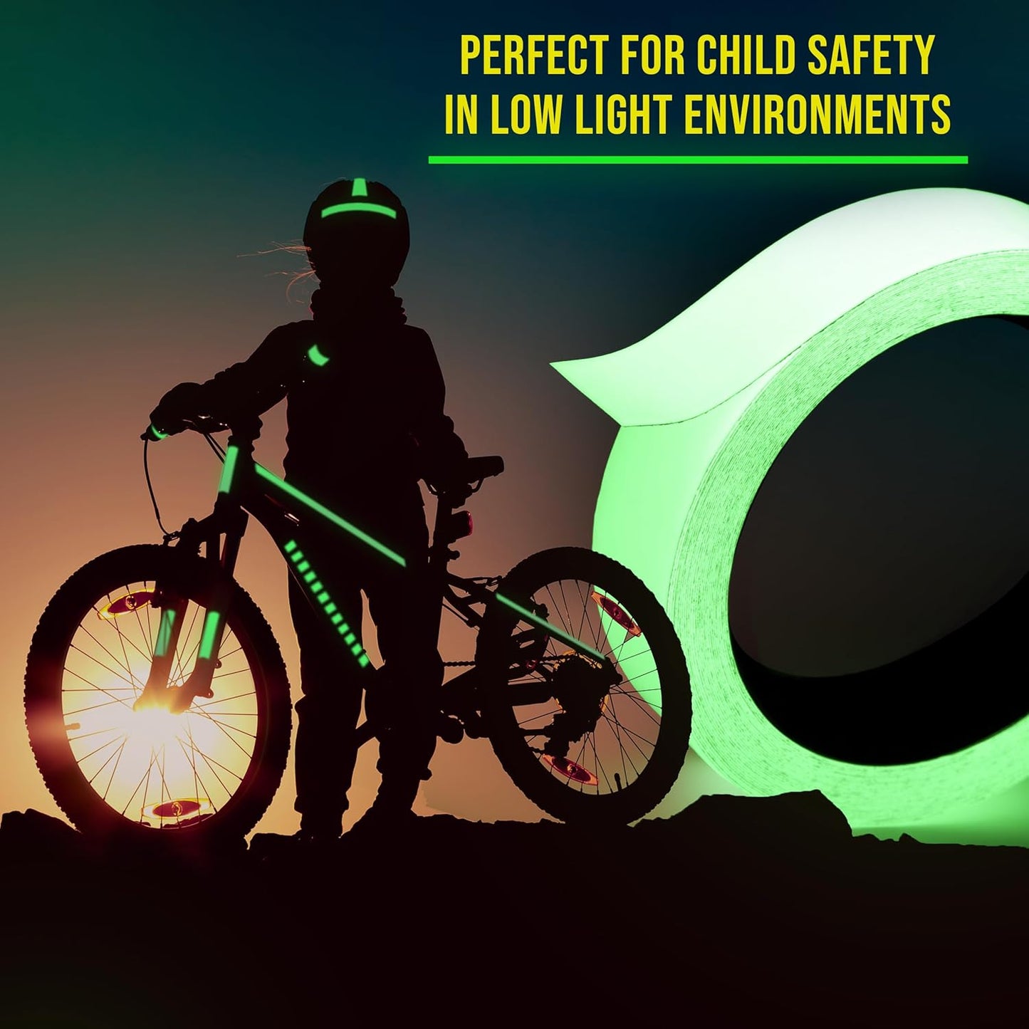 Lockport Glow in The Dark Tape - 15 Ft x 0.5 in - Bright - Rechargeable - Reflective - Glow Tape in The Dark - Halloween Decoration, Night Decorations, Safety and Home Marking