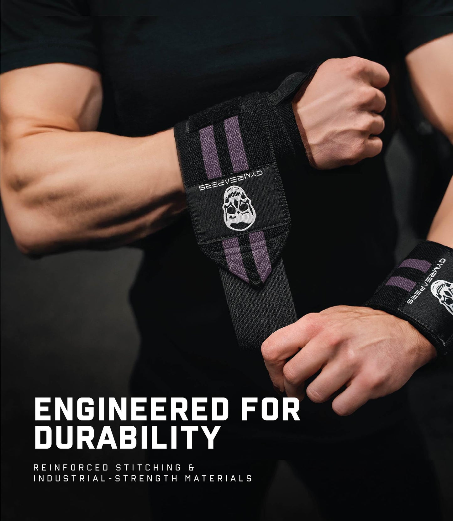 Gymreapers Weightlifting Wrist Wraps (IPF Approved) 18" Professional Quality Wrist Support with Heavy Duty Thumb Loop - Best Wrap for Powerlifting Competition, Strength Training, Bodybuilding (Lilac, 18")